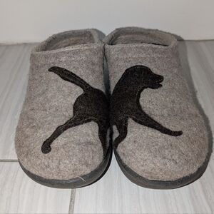 LL BEAN Women's Daybreak Scuffs Slippers Chocolate Lab Dog Wool Taupe Clog Sz 11